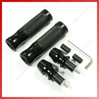 Blk Motorcycle Chrome Hand Grips Barends Bar Ends 7 8''