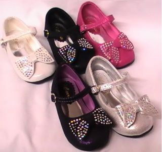 Girls Metallic Suede Shoes w Stud Bow ADELA06 Toddler Pageant Party Dress Shoe