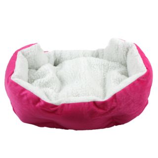 Pet Dog Nest Puppy Cat Soft Bed Fleece Warm House Kennel Plush Mat Rose