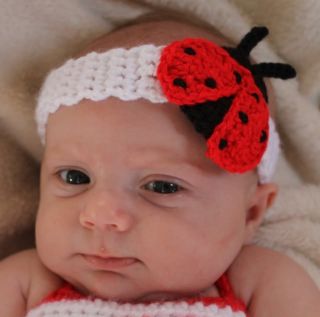 Handmade Crochet Baby Toddler Lady Bug Headband You Choose Size