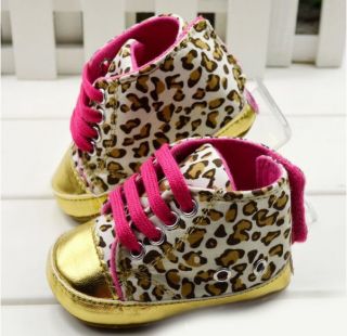 BID200 Y050 Leopard Gold Color Infant Toddler Baby Shoes Size 6 12 Months