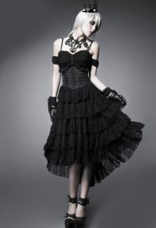 Punk Rave Decadance Dress Victorian Gown Formal Black Wedding Gothic Corset 203
