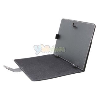 New Universal Steel Hooks Leather Case Stand Cover for 8" Tablet PDA Mid Black