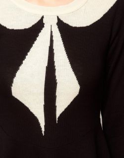 New Womens Europe Fashion Winter Bow Tie Crew Neck Long Sleeve Dress Black B405
