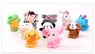 10 Plush Animal Finger Puppets Baby Cartoon Dolls Boy Girl Party Gift