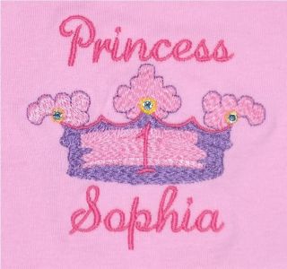 Personalized Custom Baby Girl Pink Princess Crown Shirt Pants Outfit Set Gift