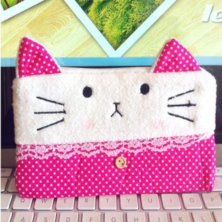 Lovely Cute Soft Plush Cat Pencil Pen Case Cosmetic Makeup Bag Pouch New