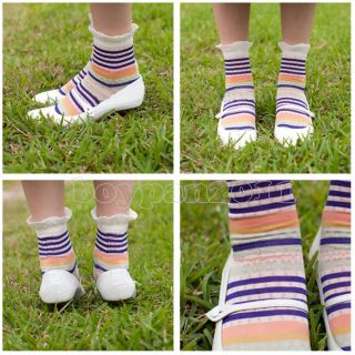 New Fashion Women Ladies Rainbow Blue Stripes Cotton Soft Ankle Socks