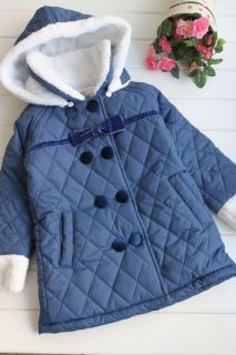 New Girls Winter Warm Lined Jacket Kids Bowknot Princess Coat Size 2 7 Years