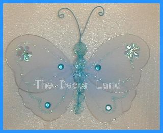 5" Blue Nylon Hanging Butterfly Girls Bedroom Decor