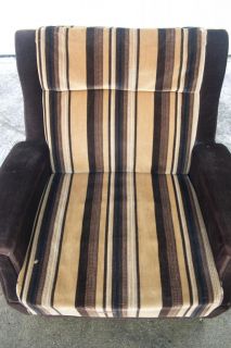 Vtg Retro Striped Club Lounge Chair Retro Arm Chair Swivel Mid Century Modern