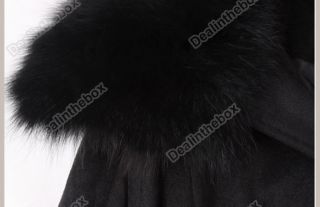 Fur Collar Hooded Women's Double Breasted Batwing Cape Poncho Coat Jacket