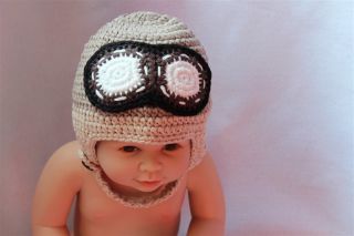 Cute Handmad Cotton Pilot Baby Toddler Earmuffs Hat Beanie New Newborn to 3 Year