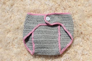 New Handmade Gery Pink Rabbit Bugs Bunny Newborn Baby Knit Hat Nappy Photo Prop