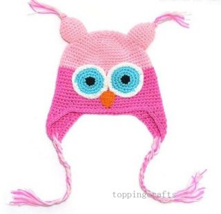 1pc Infant Baby Boy Girl Crochet Knit Cute Owl Beanies Hat 100 Cotton 0227D New