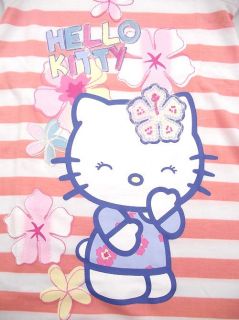 Girls EX M s Hello Kitty Pink White Stripe Nightdress Age 1 5 2 3 4 5 6 Years