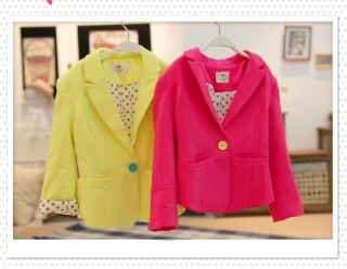 2013 Girls Toddler Candy Color Slim Fit Small Suit Korean Style Jacket Kids Coat