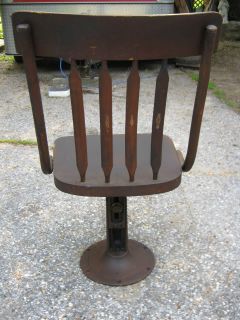 2 Antique Primitive School Wood Cast Iron Pedestal Desk Chair Boston Fancy Art