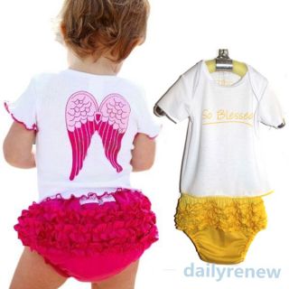 New Girls Angel Wings Top Ruffled Pants Baby Clothing 2pcs Outfits 0 24 Months