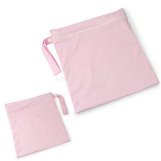 Waterproof Baby Cloth Diaper Wet Dry Zipper Bag Washable Reusable Pouch Pink