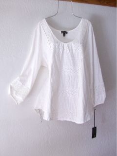New White Eyelet Crochet Lace Blouse Peasant Shirt Boho Plus Top 18 20 XL 1x
