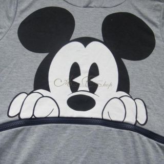 Women Girls Men Minnie Mickey Mouse Costume Ear Zip Up Hooded Top T Shirt Jumper