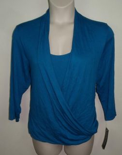 Elementz Plus Womens Blue 3 4 Sleeve Fashion Shirt Top Size 3X