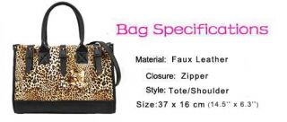 Fashion Women Fuax Leather Canvas Leopard Shoulder Handbag Purse Hobo 2 Color