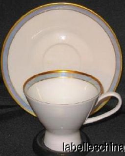 Rosenthal Gala Vintage Grey Tea Cup and Saucer Footed Teacup Duo Art Deco Set