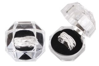 Evening Party 925 Sterling Silver Net Design Ring Exquisite Acrylic Storage Box