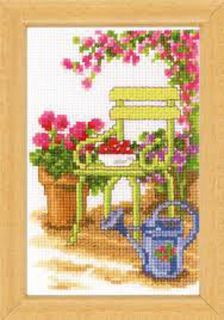 Vervaco Counted Cross Stitch Kit 3" x 5" Garden Chair 3720 Sale