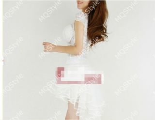 New Womens European Fashion Hollow Lace Cake Layer Hem Mini Dress 2 Colors E850