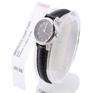 Fashion Indiglo Date Women Ladies Timex T2N335 Leather Alloy Quartz Wrist Watch