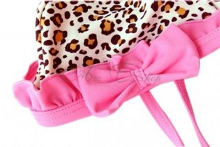 Girl Leopard Bikini Pink Ruffle Tutu Swimsuit Swimwear Swimming Costume Sz 2 6