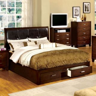 Solid Wood Atkinson Brown Cherry Finish Bed Frame Set
