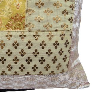 Large Beige Cushion Cover Indian Designer Patchwork Couch Pillow Case Decor