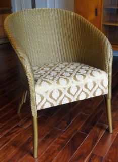 Vintage Antique Lloyd Loom Art Deco Gold Wicker Lusty Chair Gatsby Glam Superb