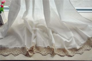 Country Cotton Linen Crochet Lace Hollow Pattern White Curtain Tab Top F010