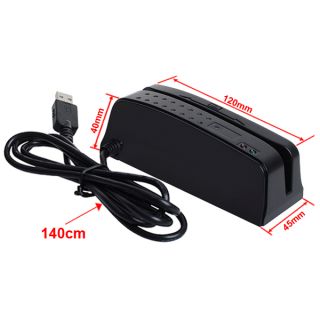 HX 1000 Portable USB Magnetic Card Reader POS Mag Stripe Swiper Black White US