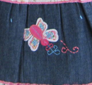 Baby Girls Dress Navy Blue Cake Dress Embroider Flower Child Boutique Sz 12M 3
