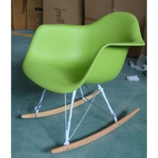 Mid Century Modern Green Rocking Chair ABS Plastic Rocker