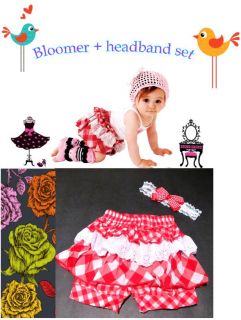 Sale Baby Toddler Girl Red Check Ruffles Shorts Pants Headband Set 6 24 Months