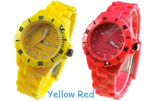 6 Colors Plastic Wrist Watch Men Women Lady Wristwatch