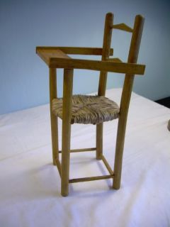 Toy Baby Doll High Chair Wood Rattan French Miniature Plaything Dolls