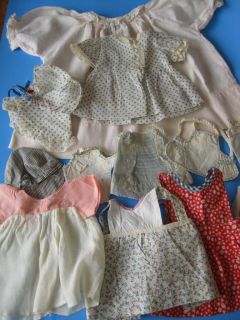 Vintage Antique Doll Clothes Lot Mixed Dresses Glamour Hats Baby Doll Clothing 2