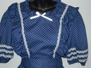 True Vintage Navy Ruffled Lace Polka Dot Full Circle Skirt Square Dance Dress 14