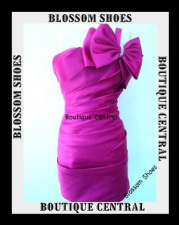 Hot Pink One Shoulder Bow Evening Cocktail Party Dress Sz 8 10 12 14 16 New