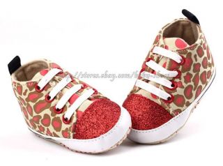 Baby Girl Giraffe Pattern Soft Sole Crib Shoes Sneaker Size Newborn to 18 Months
