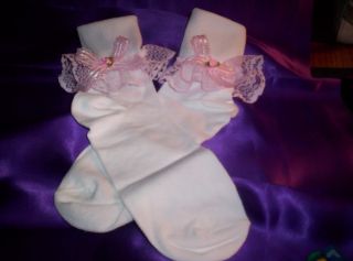 Adult Sissy Womens Sexy Pink Satin Bow Anklets Socks