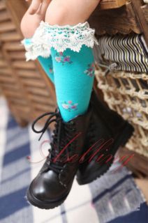 Kid Cotton Floral High Knee Lace Flower Girl Socks Children Tight Sock Stockings